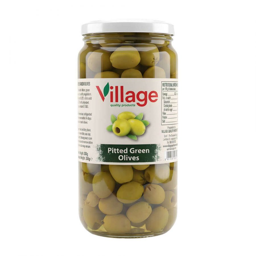VILLAGE PITTED GREEN OLIVES - Image 1