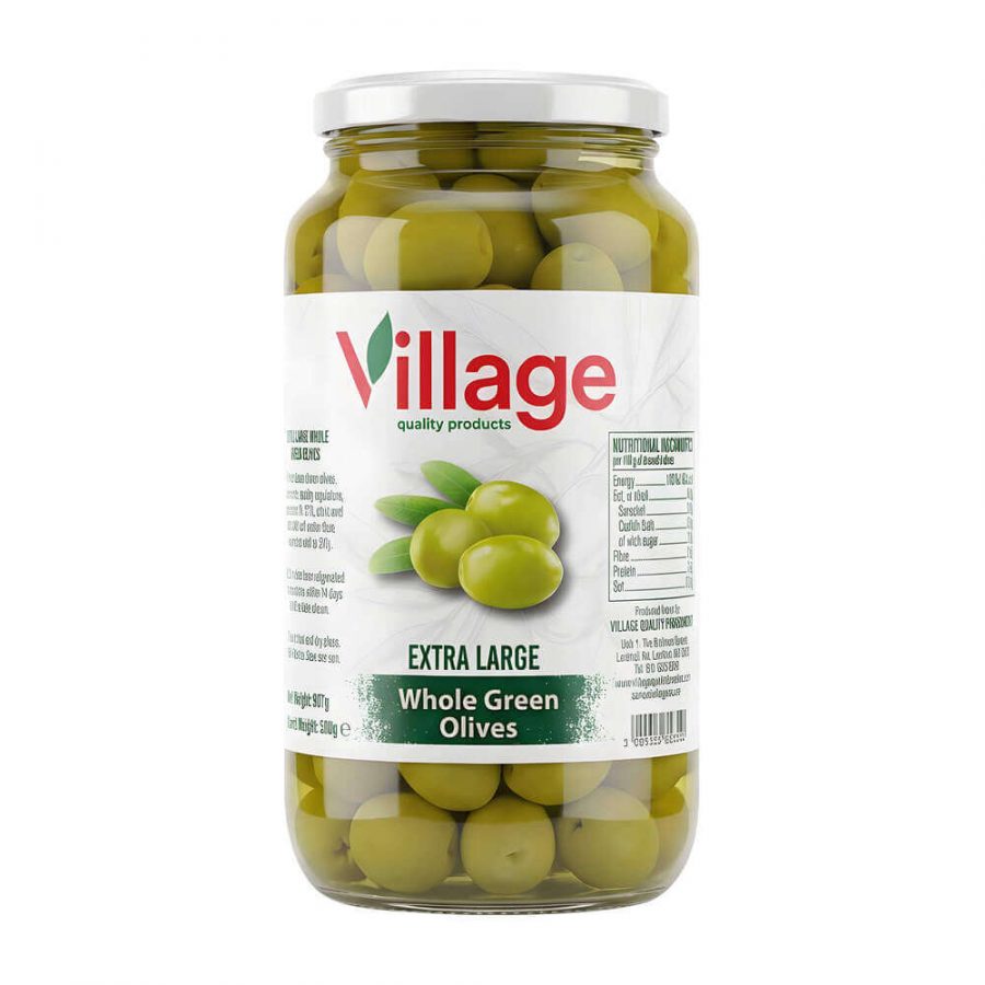 VILLAGE EXTRA LARGE WHOLE GREEN OLIVES - Image 1