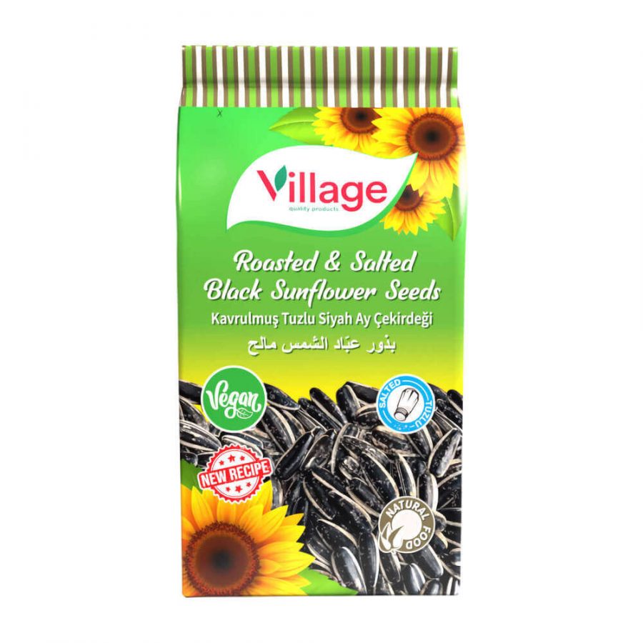 VILLAGE ROASTED & SALTED BLACK SUNFLOWER SEEDS (GREEN) - Image 1