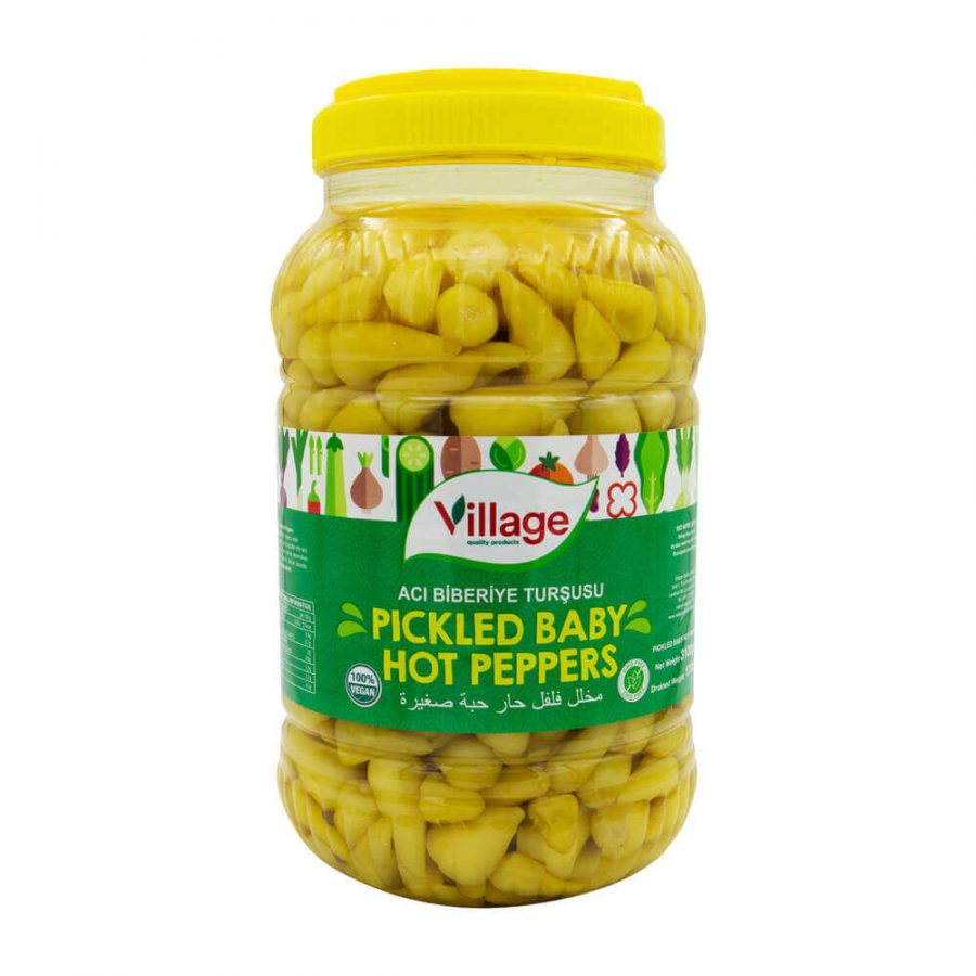 VILLAGE PICKLED BABY HOT PEPPERS (BIBERIYE) 3100G - Image 1