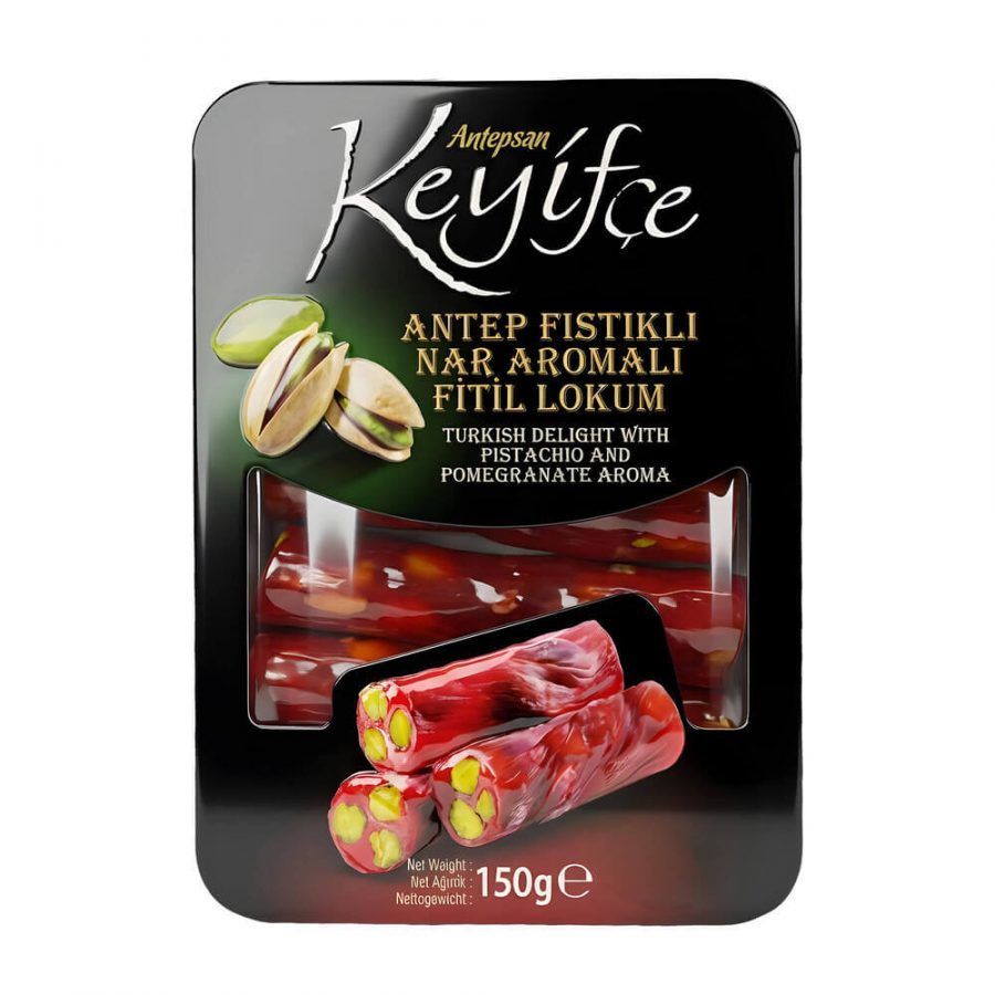 KEYIFCE ANTEP NAR AROMALI FITIL LOKUM (TURKISH DELIGHT WITH PISTACHIO AND POMEGRANATE) - Image 1