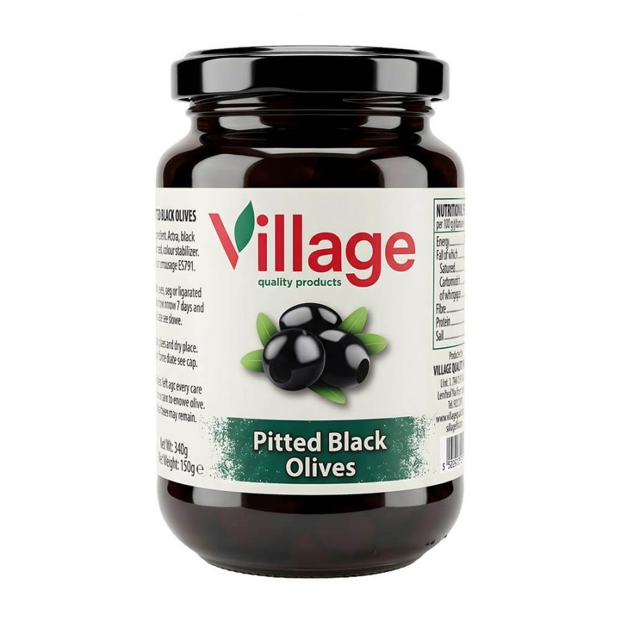 VILLAGE HOJIBLANCA PITTED BLACK OLIVES - Image 1