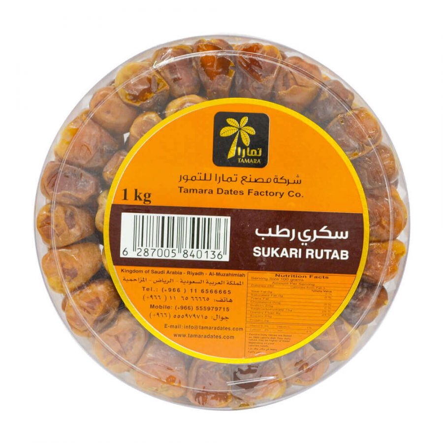 TAMARA -4- SUKARI RUTAB (1) DATES (ROUND BOX PLASTIC) - Image 1