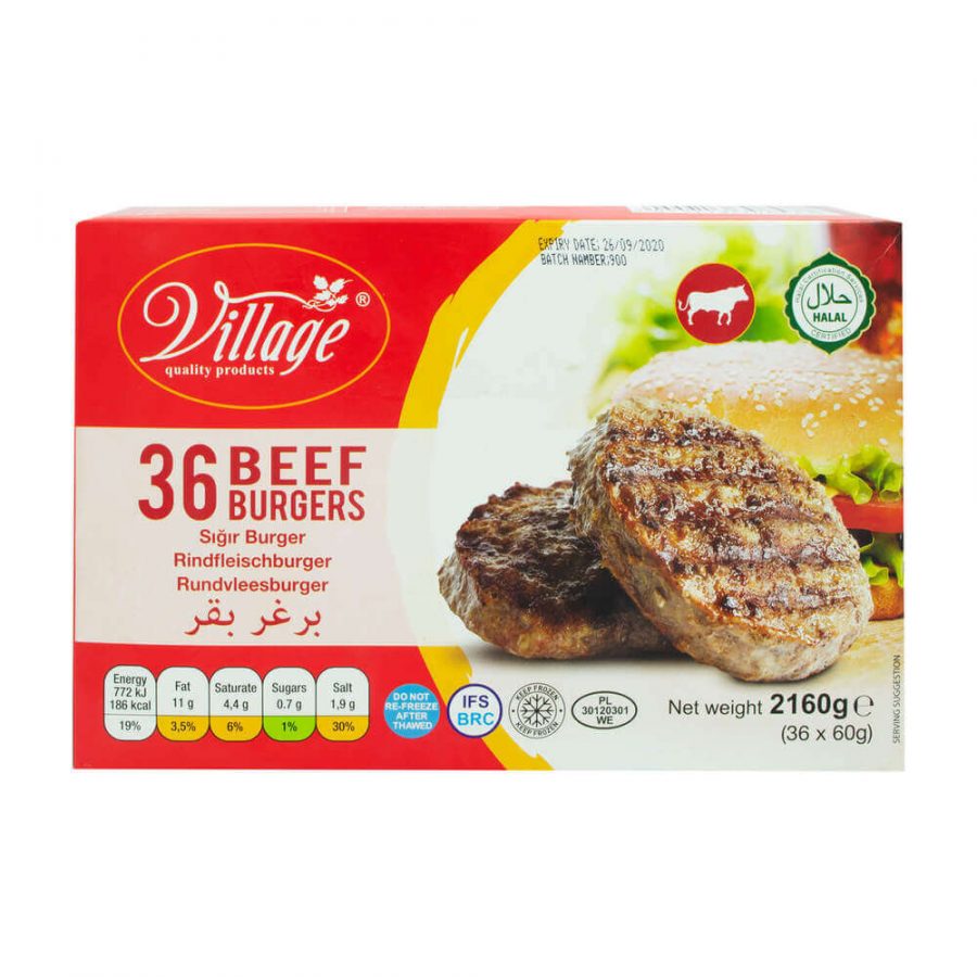 VILLAGE BEEF BURGER (36X60) FROZEN - Image 1